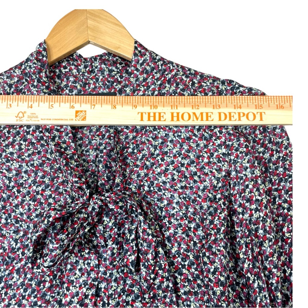 Paul Smith Women Blouse Black Floral Tunic Top 100% silk Bow Tie Size 40 EUC - Picture 10 of 12